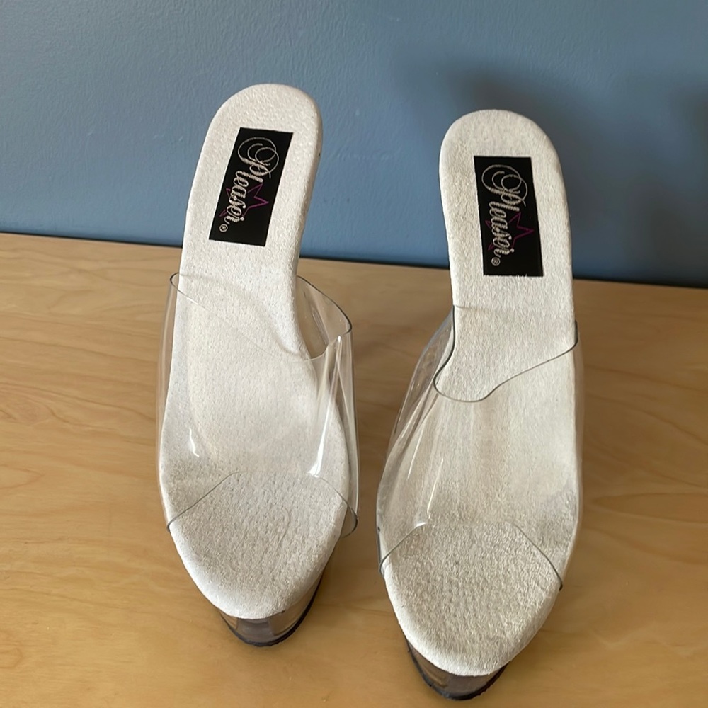 Funky clear platform heel
